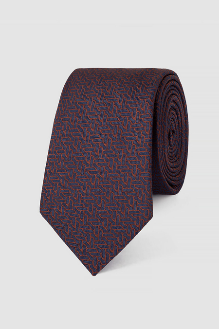 Granatowy Krawat w Bordowy Wzór