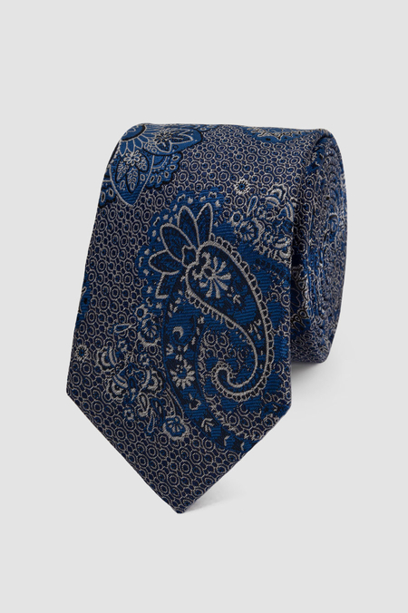 Granatowy Krawat we Wzór