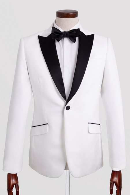 Marynarka Smokingowa z Białego Aksamitu