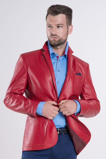 Marynarka Skórzana Czerwona