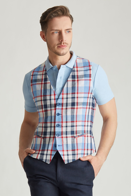 Kamizelka Lniana w Kratę