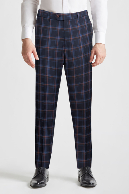 Spodnie Granatowe W Kratę