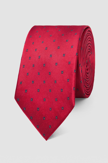 Krawat Bordowy w Granatowy Wzór