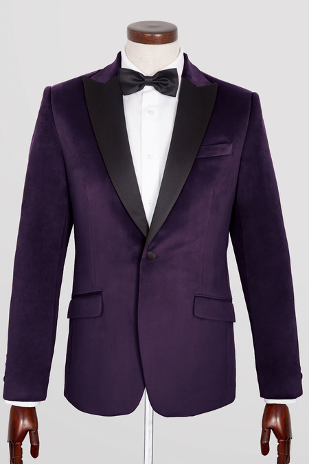 Marynarka Smokingowa z Śliwkowego Aksamitu