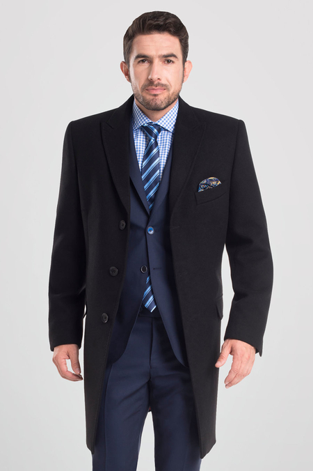 Płaszcz Męski Wełniany Czarny