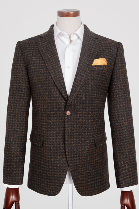 Marynarka Brązowa w Pepitkę