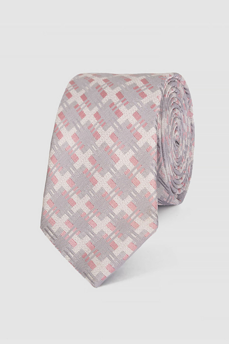 Męski Srebrny Krawat we Wzór