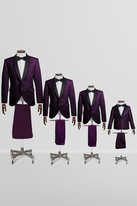 Garnitur Tata i Syn z Śliwkowego Aksamitu