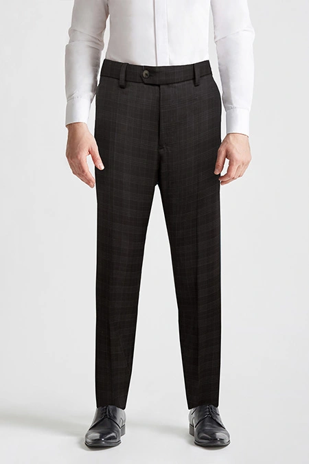 Czarne Spodnie w Kratę Męskie