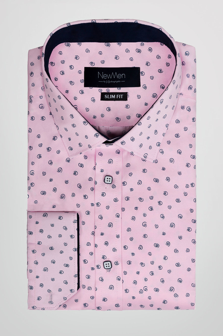 Koszula Różowa w Granatowy Wzór