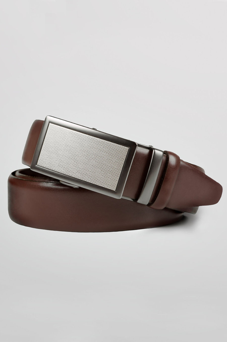 Pasek Skórzany Męski z Klamrą Brązowy