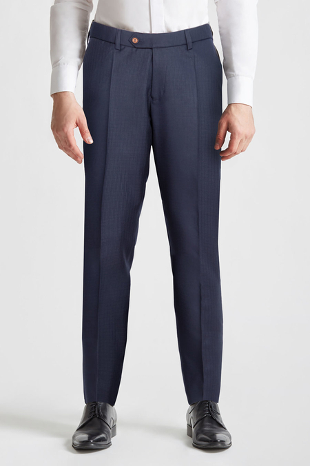 Spodnie Granatowe w Kratę