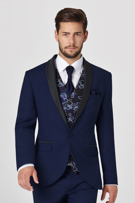 Ślubny Garnitur Smokingowy Granatowy