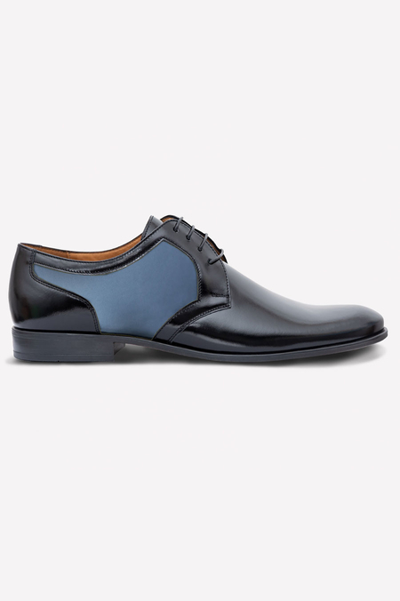 Buty Czarne z Elementami z Niebieskiego Aksamitu