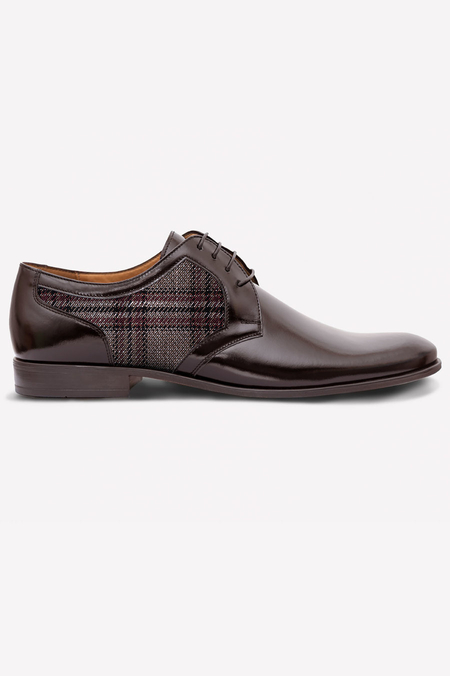 Buty Brązowe z Elementami z Tkaniny