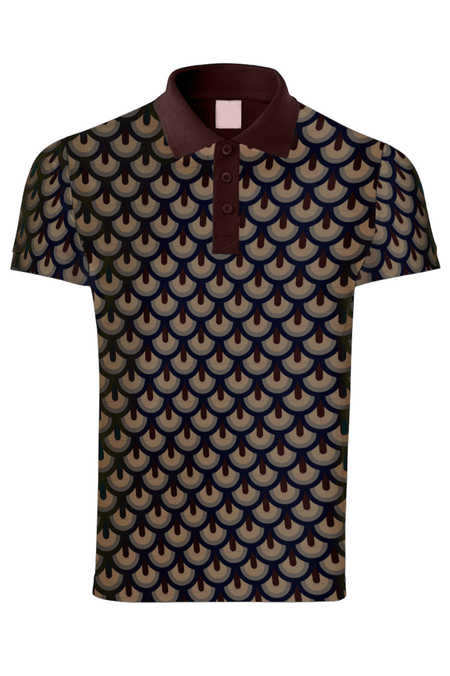 Koszulka Polo Bordowa we Wzór