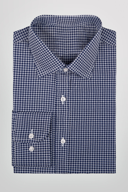 Granatowa Koszula we Wzór