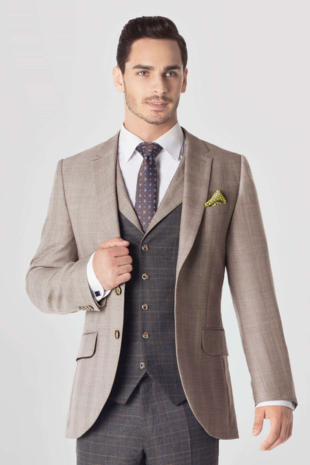 Zestaw Beżowy w Kratę