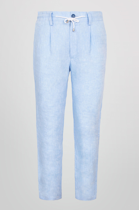 Spodnie Lniane Niebieskie