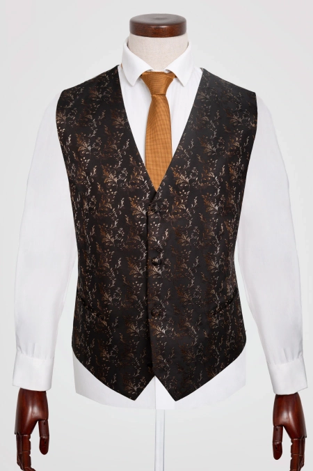 Brązowa Kamizelka w Drobny Wzór