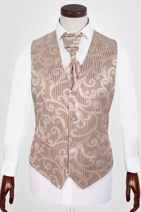 Zestaw Kamizelka Beżowa Męska z Fularem