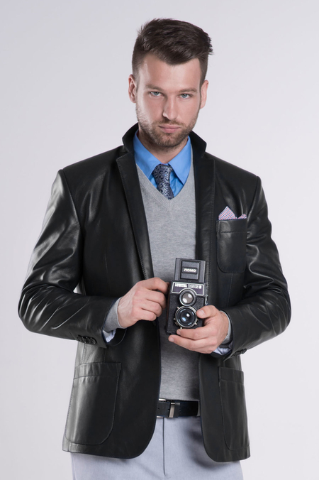 Marynarka Skórzana Czarna