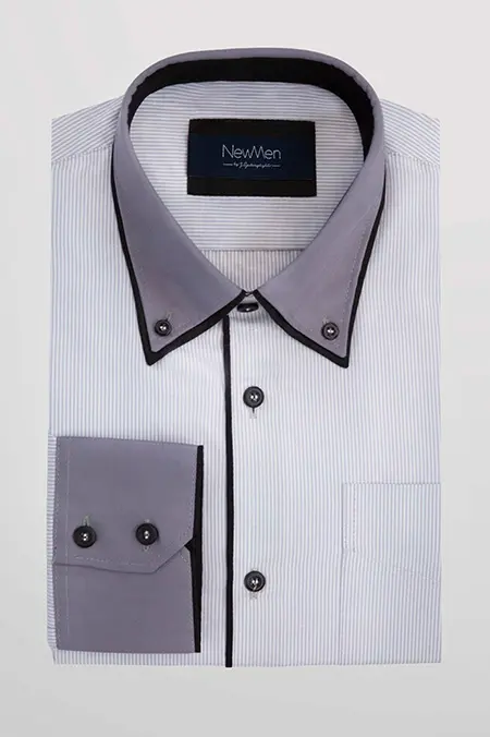 Koszula Szara w Paski Slim