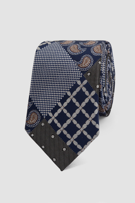 Krawat Granatowy w Elegancki Wzór