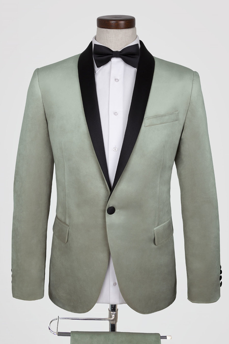 Garnitur Ślubny z Miętowego Aksamitu