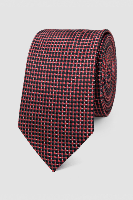 Krawat Czarny w Bordowy Wzór