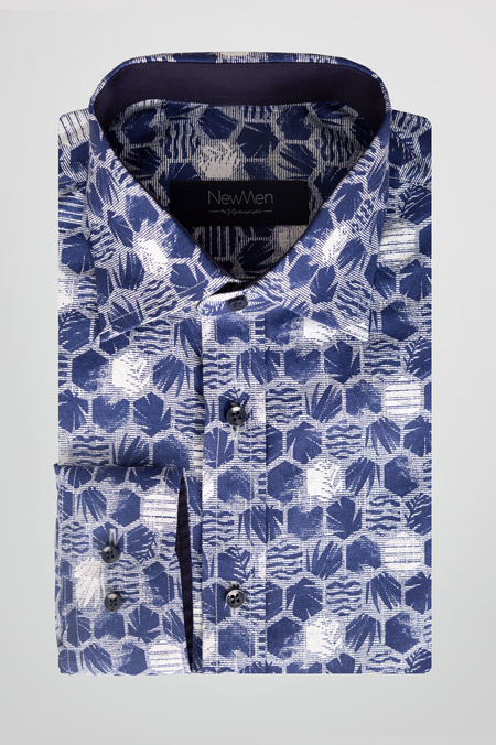 Koszula Granatowa we Wzór