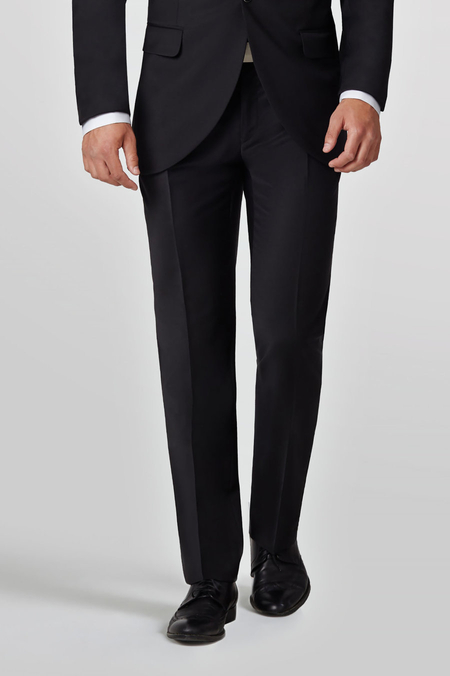 Dopasowane Spodnie Czarne Gładkie