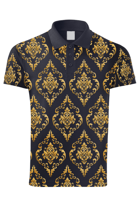 Koszulka Polo Czarna we Wzór