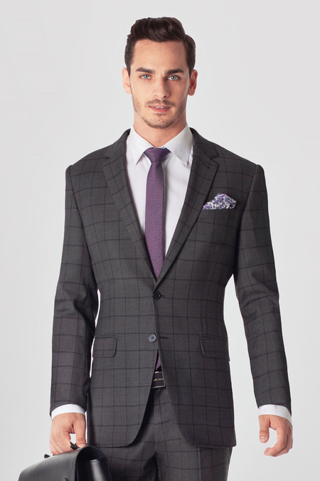 Marynarka Szara w Kratę