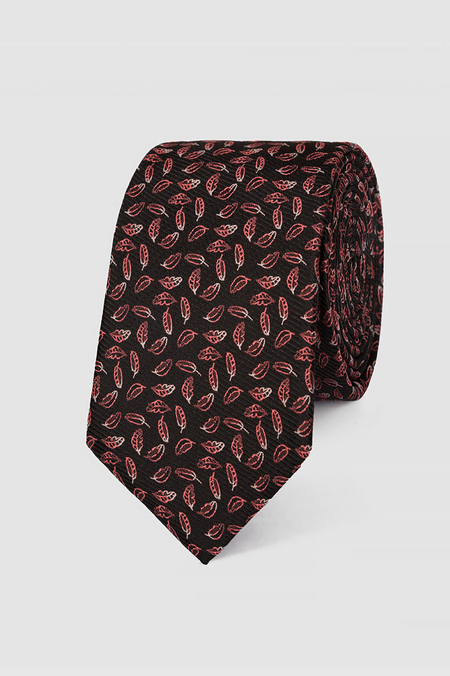 Krawat Czarny w Liście