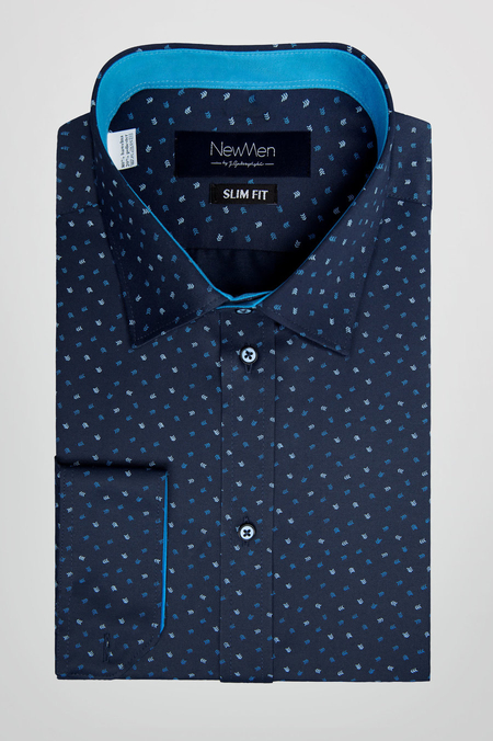 Koszula Granatowa we Wzór