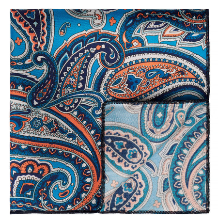 Jedwabna Poszetka Niebieska we Wzór