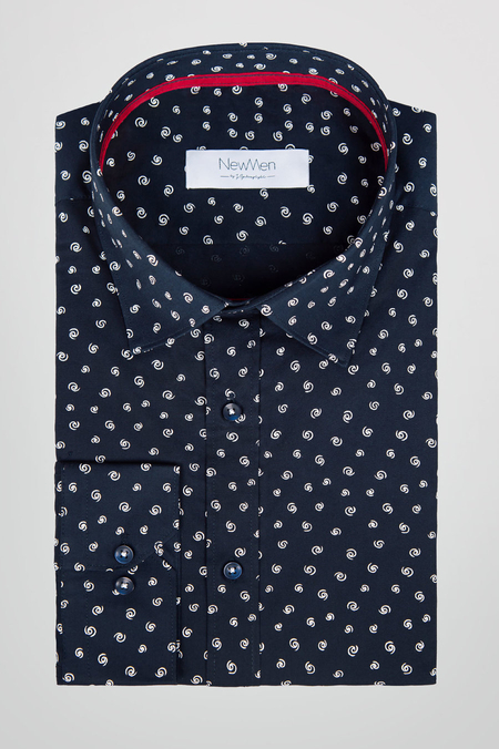 Granatowa Męska Koszula we Wzór