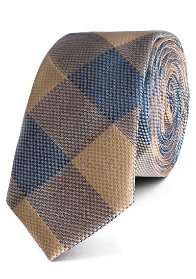 Krawat w Beżowo-Niebieską Kratę