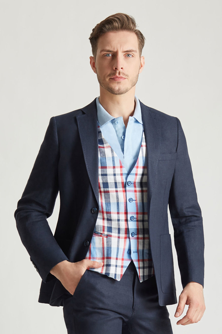 Marynarka Lniana Granatowa