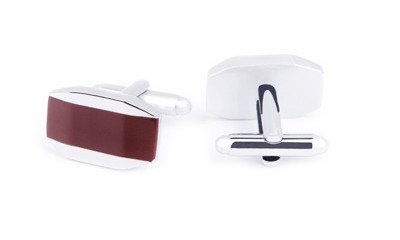 Spinki Srebrne z Kolorem Bordowym