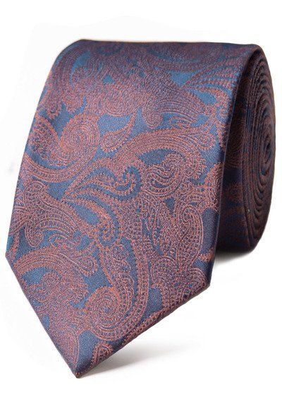 Krawat Granatowy w Brązowy Wzór