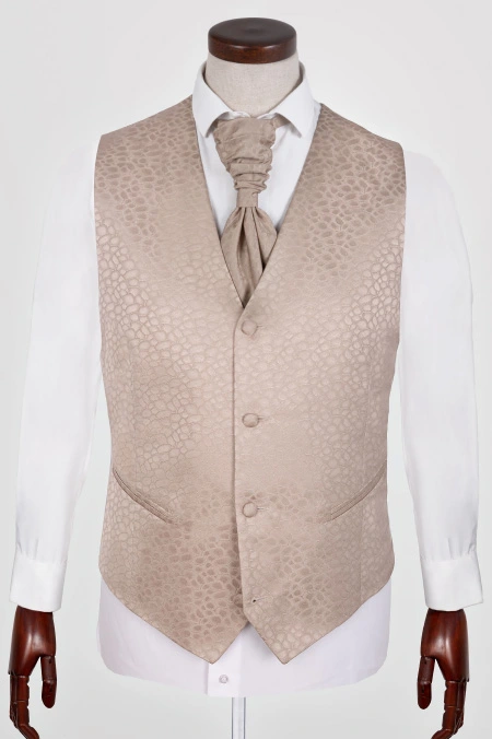 Zestaw Kamizelka Beżowa Połyskująca z Fularem