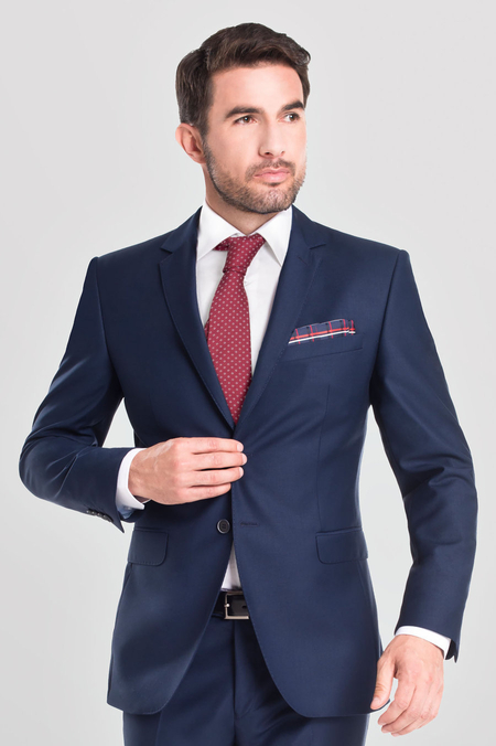 Garnitur Wełniany Gładki Granatowy