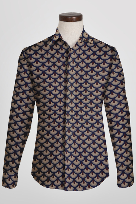 Koszula Męska we Wzór Pawich Oczek