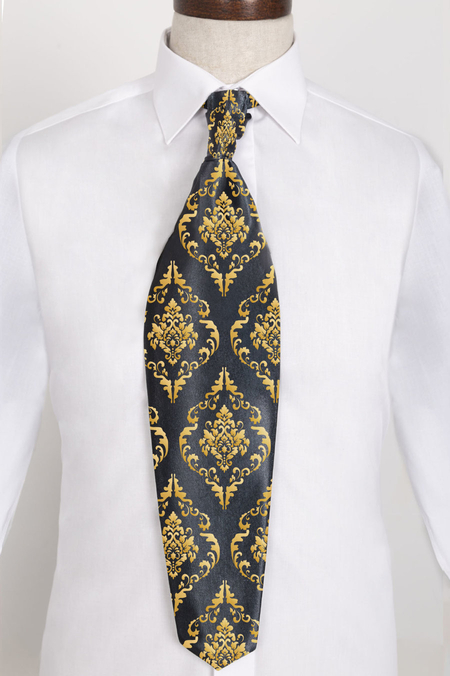 Granatowy Fular w Żółty Wzór