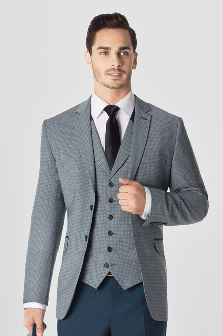 Marynarka Szaro-Niebieska w Kratę