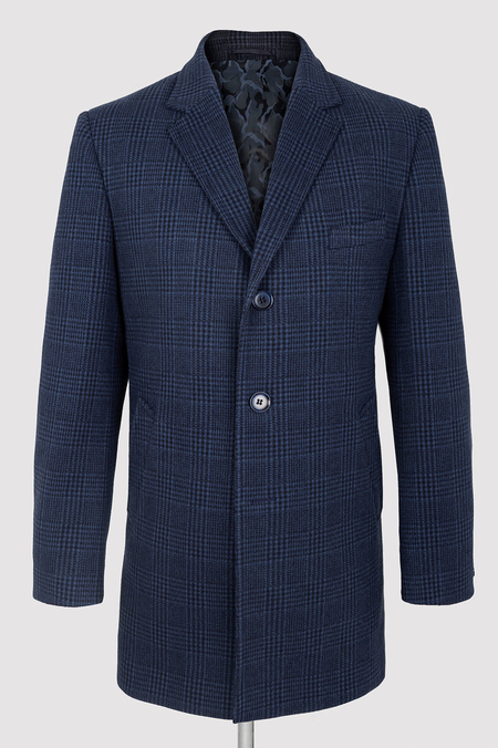 Płaszcz Granatowy w Kratę